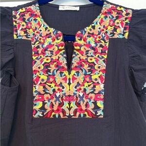 Navy Small Kirundo Embroidered Women's Top